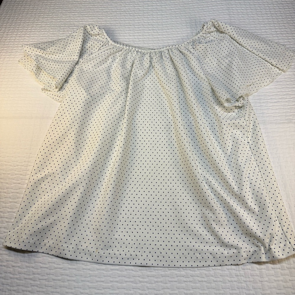 Stars White Off-Shoulder Polka Dot Blouse